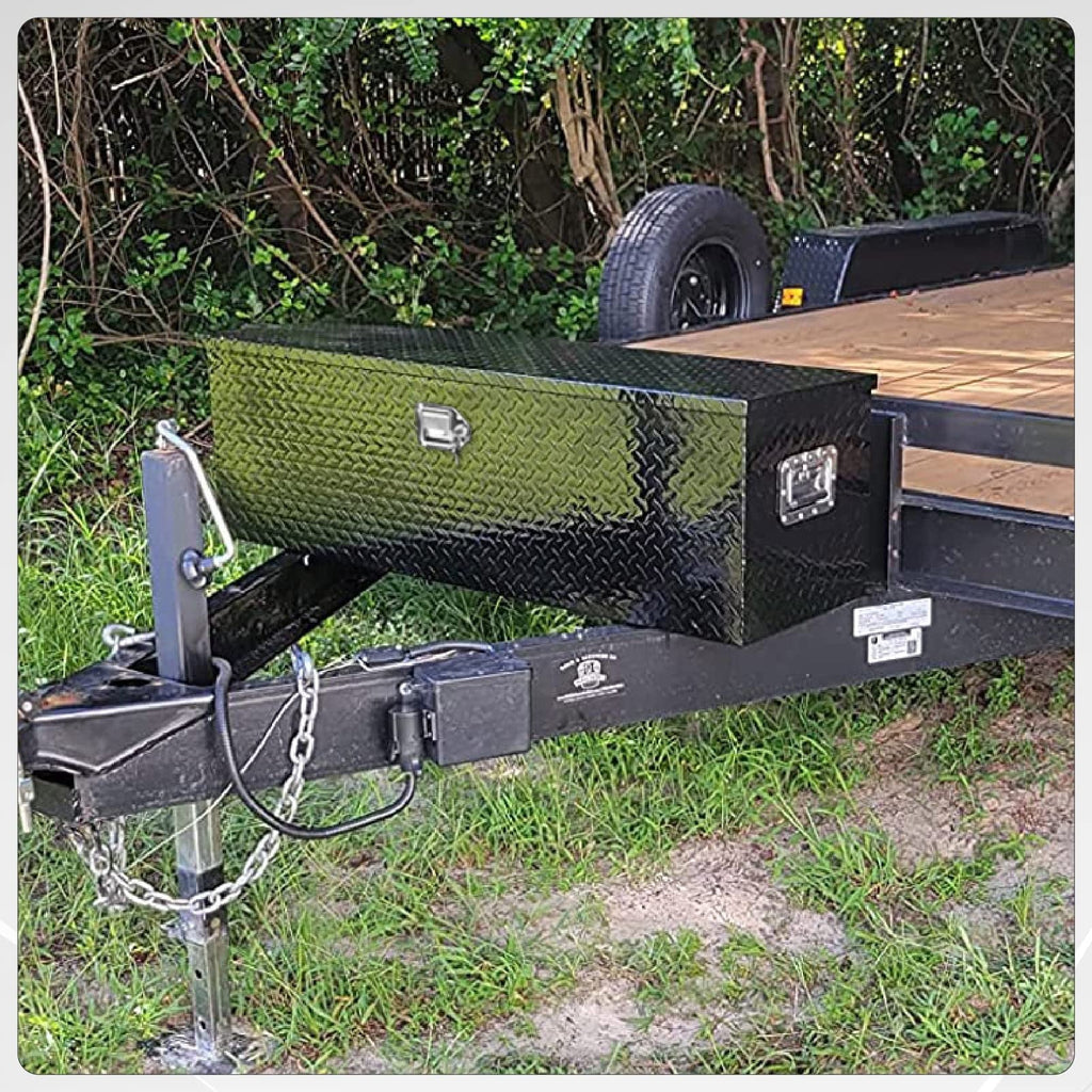 BATONECO 48 1 inch Aluminum Trailer Tool Box Truck Bed Tool Box w/ Side Handle Heavy Duty Tool Storage Box for Truck Pickup B48 x 15 x 15 lack