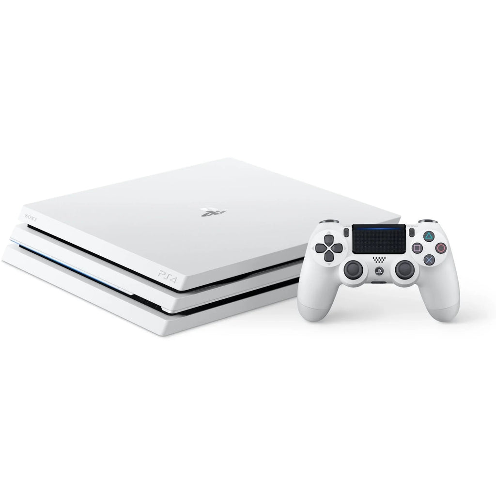PlayStation 4 Pro 1TB Gaming Console White with Charging Dock HDMI Cable Bolt Axtion Used