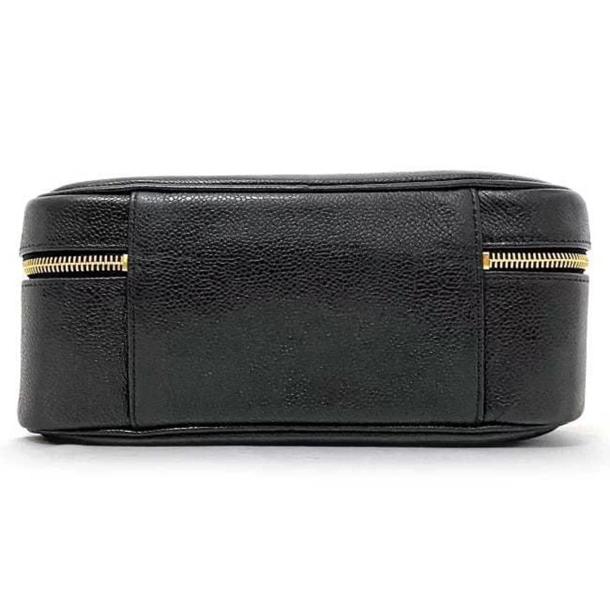 Pre-Owned Chanel Handbag Vanity Bag charcoal Gold Cocomark A07061 Leather GP Caviar Skin 4th CHANEL Stitch (Good)