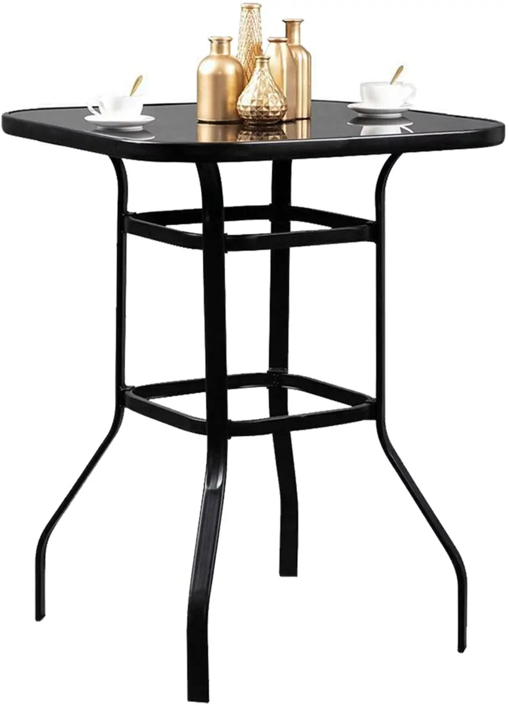Marlowe Aesthetically Designed Multi Purpose Solid Glass Bar Table With Metal Finish