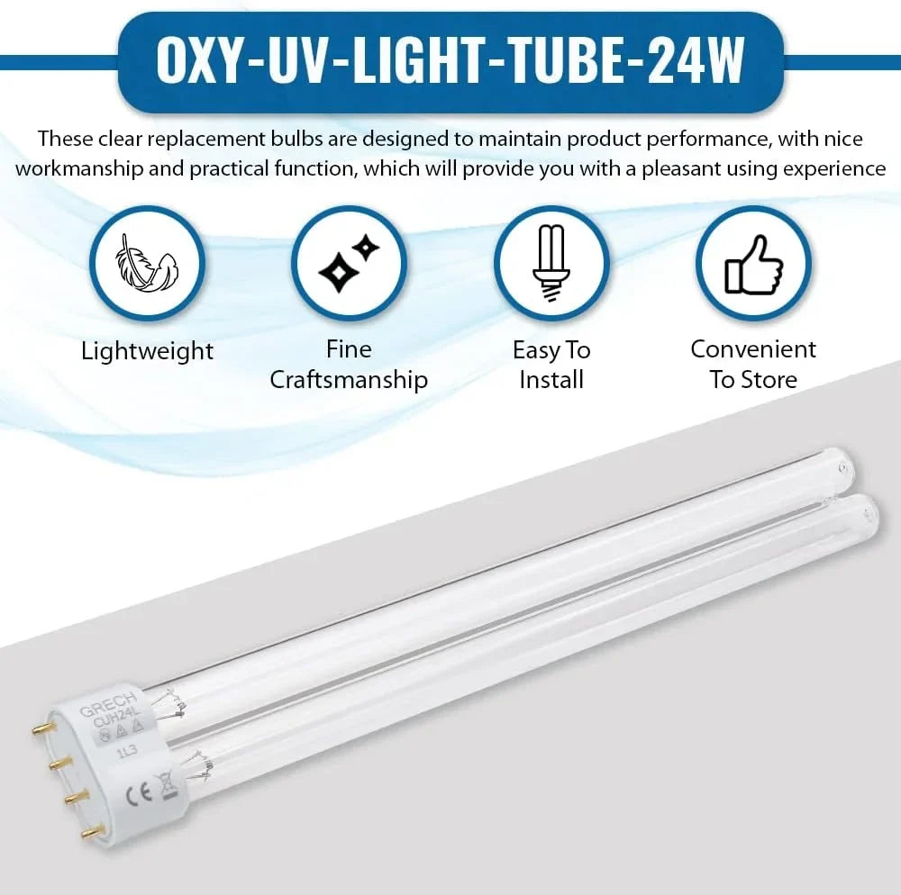24W UV Ultraviole 2G11-4 Pin Base Replacement Light Clarifier Lamp Filter For Aquarium Koi reservoir Fish Compatible To CUV-324 / CUV-624