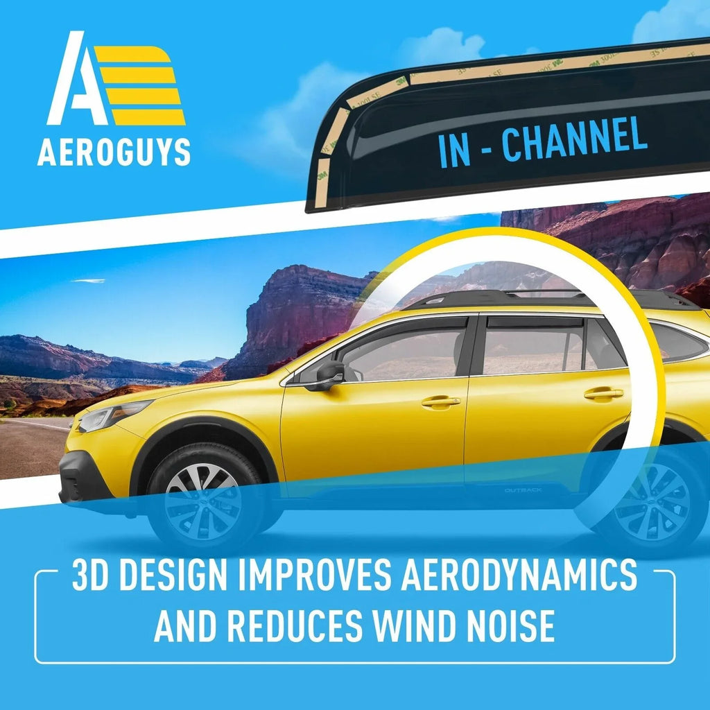 AG0268. AEROGUYS In-Channel Window Deflectors Extra Durable Window Visors Rain Guards Fit for Subaru Outback 2020-2024, Sun Visors, Wind Deflectors, Vent Visors, Car Accessories - 4pcs