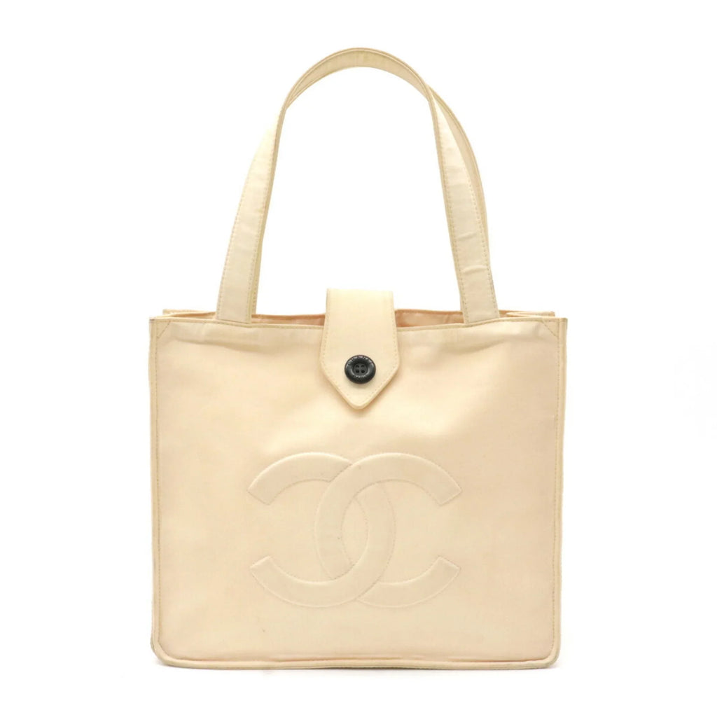 Pre-Owned CHANEL Chanel here mark handbag tote bag nylon light pink beige (Good)