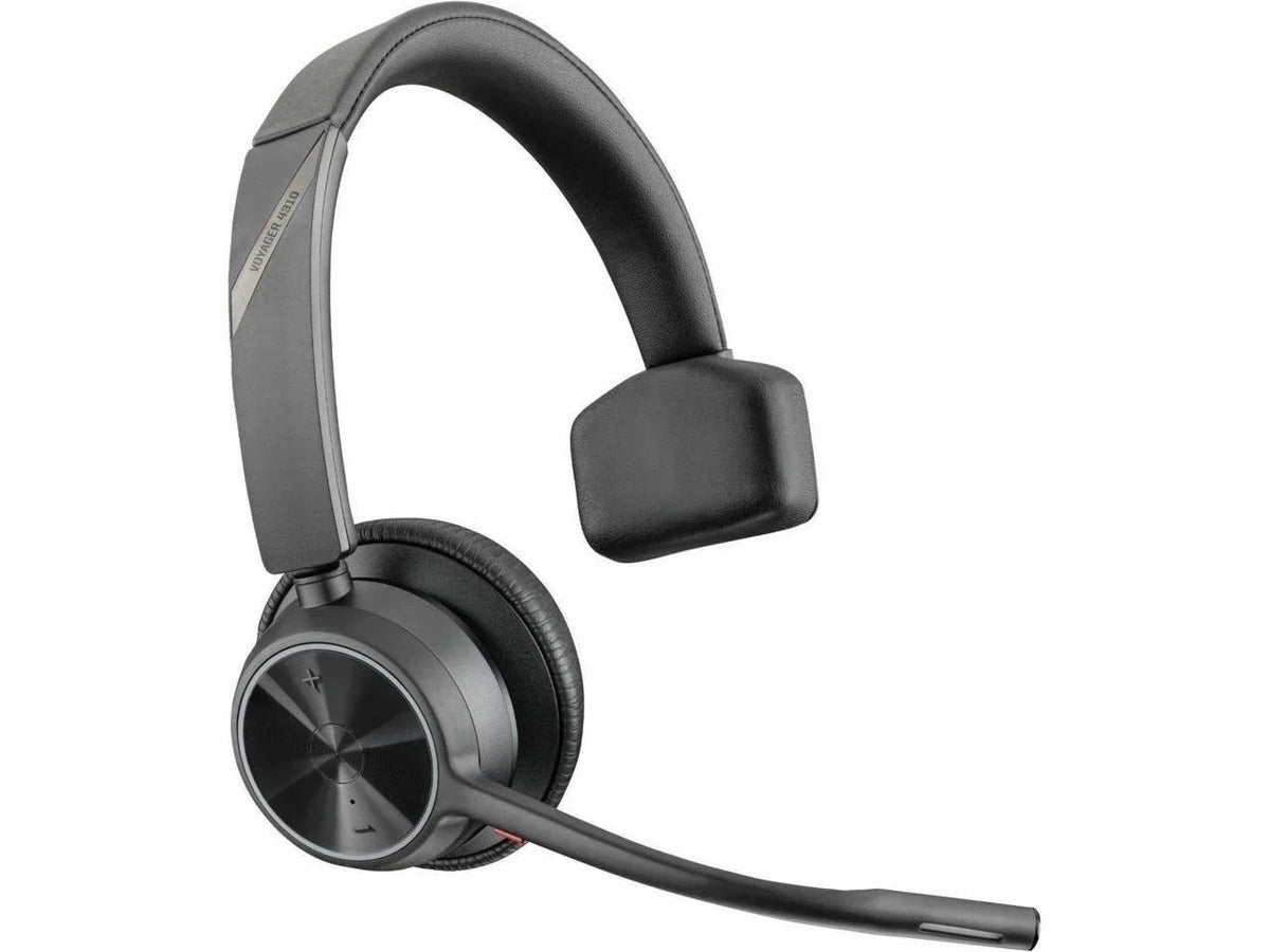 Poly Voyager 4310 USB-C Headset with Charge Stand - Siri, Google Assistant - Mono - Wireless - Bluetooth - 298.6 ft - 20 Hz - 20 kHz - Over-the-head, On-ear - Monaural - Ear-cup - Electret Condense...