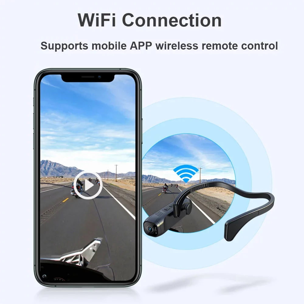 Andoer Camcorder 4K Head Mounted Camera EP6 Wearable Video Camera FHD 1080P 60FPS Vlog Camera Recorder WiFi Hands-Off Camera Webcam