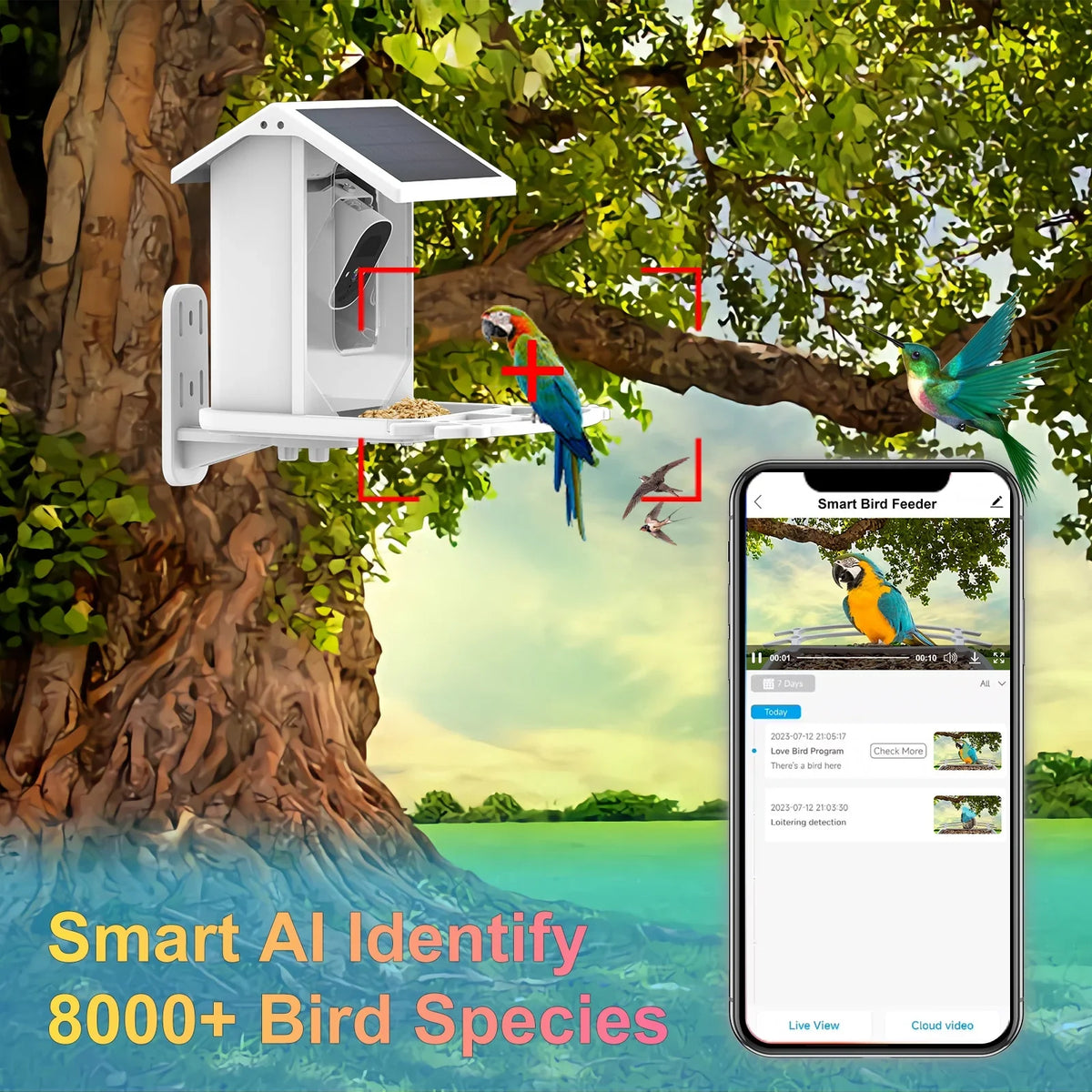 Aibecy Low Solar Bird Camera 1080P Night Vision Camera IP66 Waterproof for Birds and Wildlife