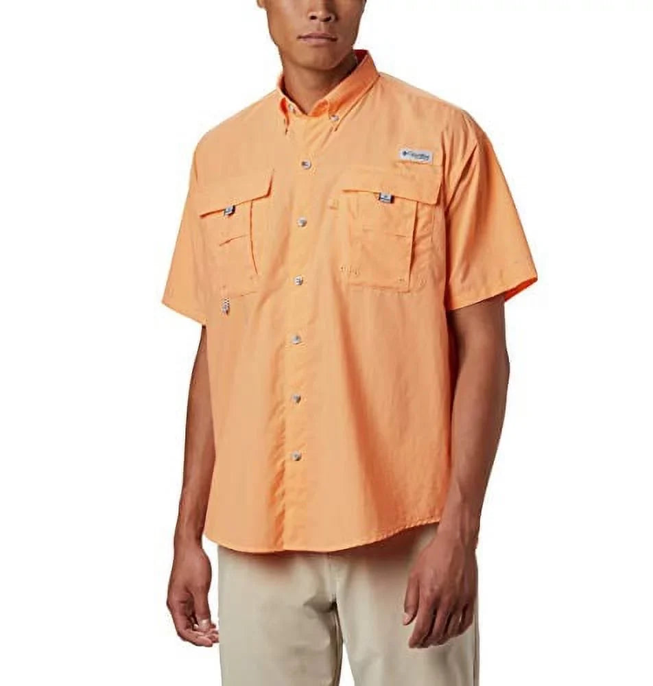 Columbia Men's Bahama II Short Sleeve Shirt, Bright Nectar, XX-Small