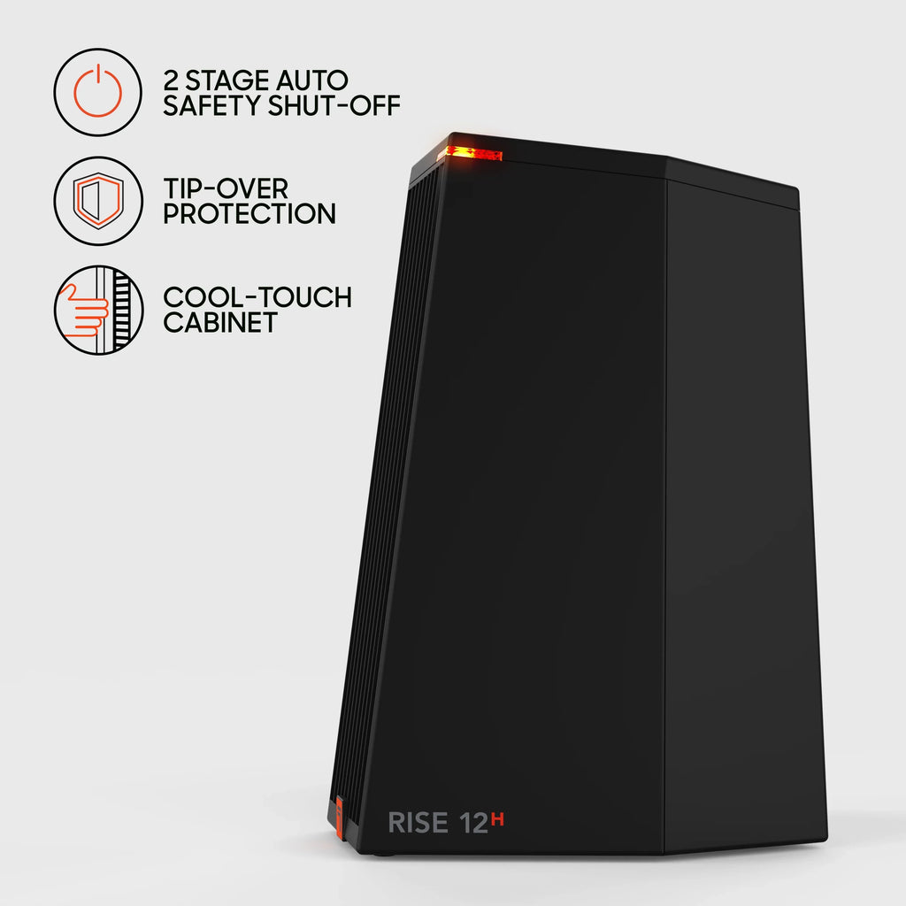 Sharper Image Rise 12H Personal Tower Heater, 2 Heat Settings, ebony, New