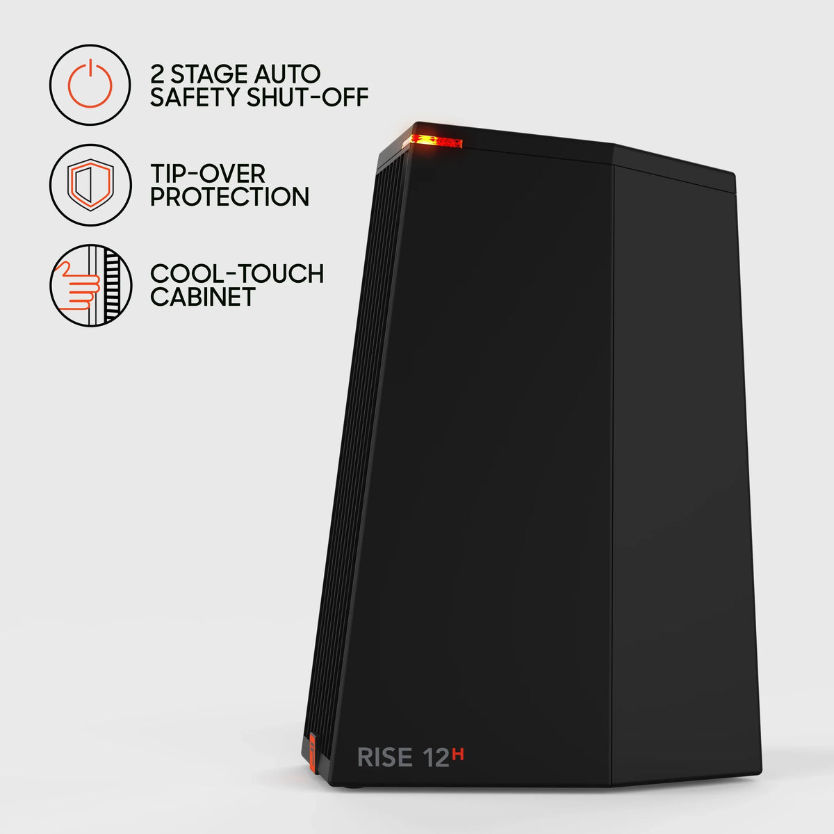Sharper Image Rise 12H Personal Tower Heater, 2 Heat Settings, ebony, New