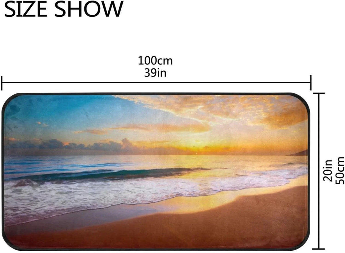 GZHJMY Summer Beach Sunset-1 Kitchen Rug Mat Anti-Fatigue Comfort Floor Mat Waterproof Non Slip Washable Kitchen Rug for Kitchen Washroom Bedroom Sink 39 x 20 inch