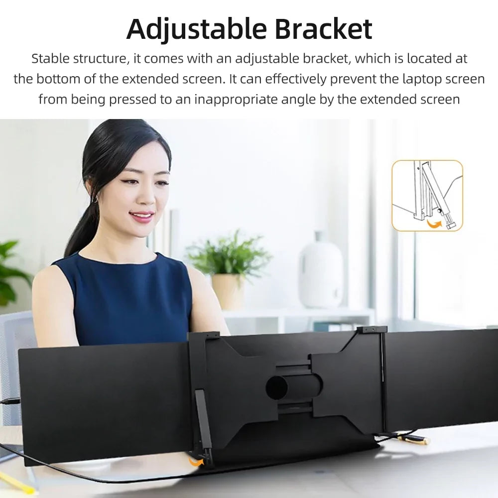 Anself 13.3 25mm Portable Triple-screen  Laptop Expansion Screen 1920*1080 Resolution Easy Installation for 13.3-16.5 inch Laptop