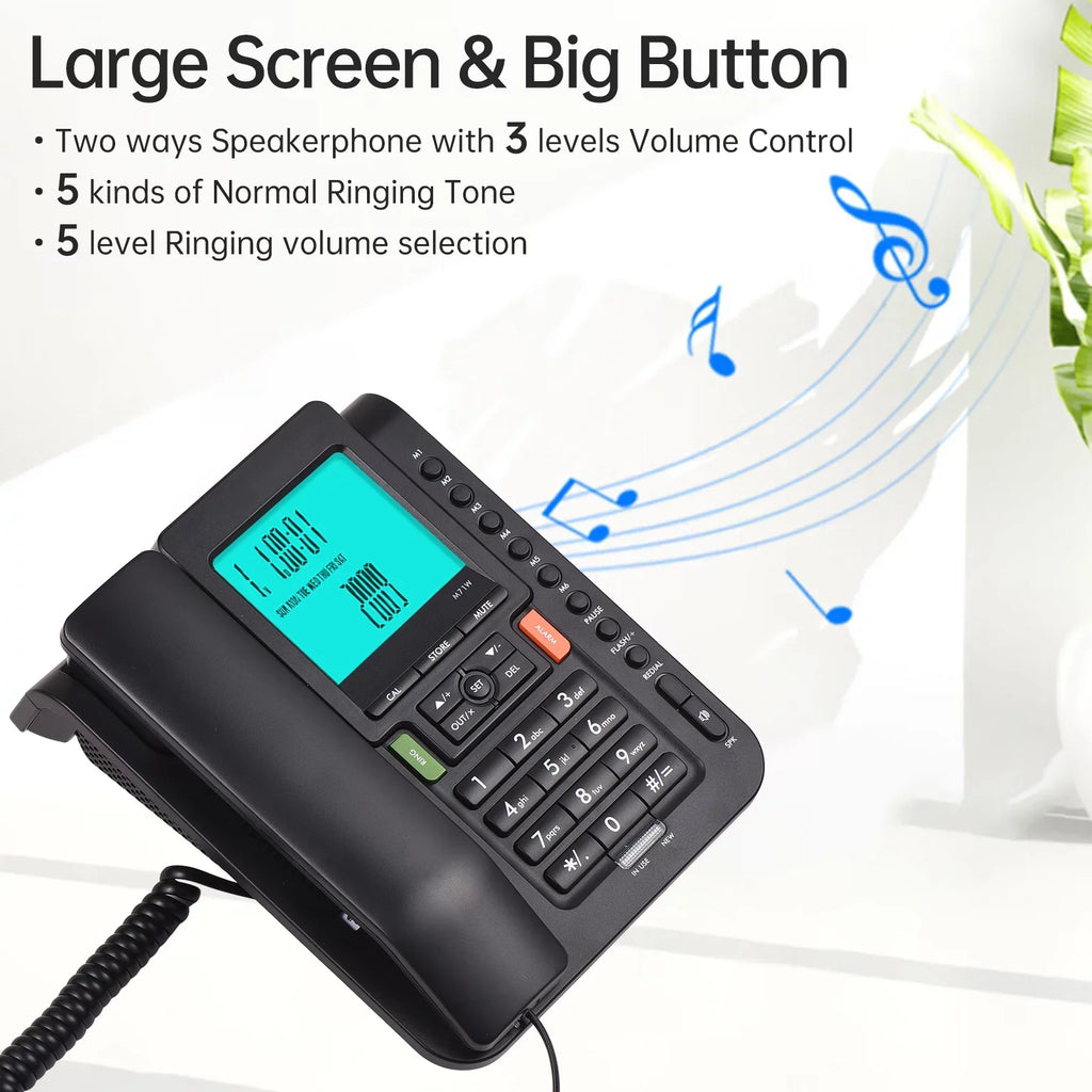 dark Bisofice Landline Phone with Hands Free, Redial, and Speed Dial for Business Hotel