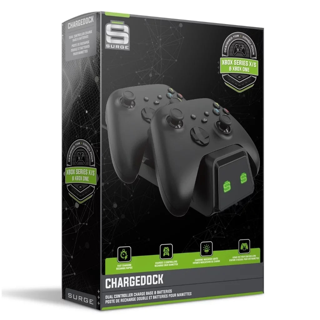 Xbox Series S 512GB Digital Console with Extra Wireless Controller - Carbon dark - Surge CHARGEDOCK Dual Charge Base and Powerpack Battery/Charge Cable Bundle with Microfiber Cleaning Cloth