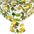Newbridge Zesty Lemons Vinyl Flannel Backed Tablecloth, Lemon Vine Indoor/Outdoor Waterproof Tablecloth, Picnic, Barbeque, Patio and Kitchen Dining, 60 inch x 102 1 inch Oblong/Rectangle