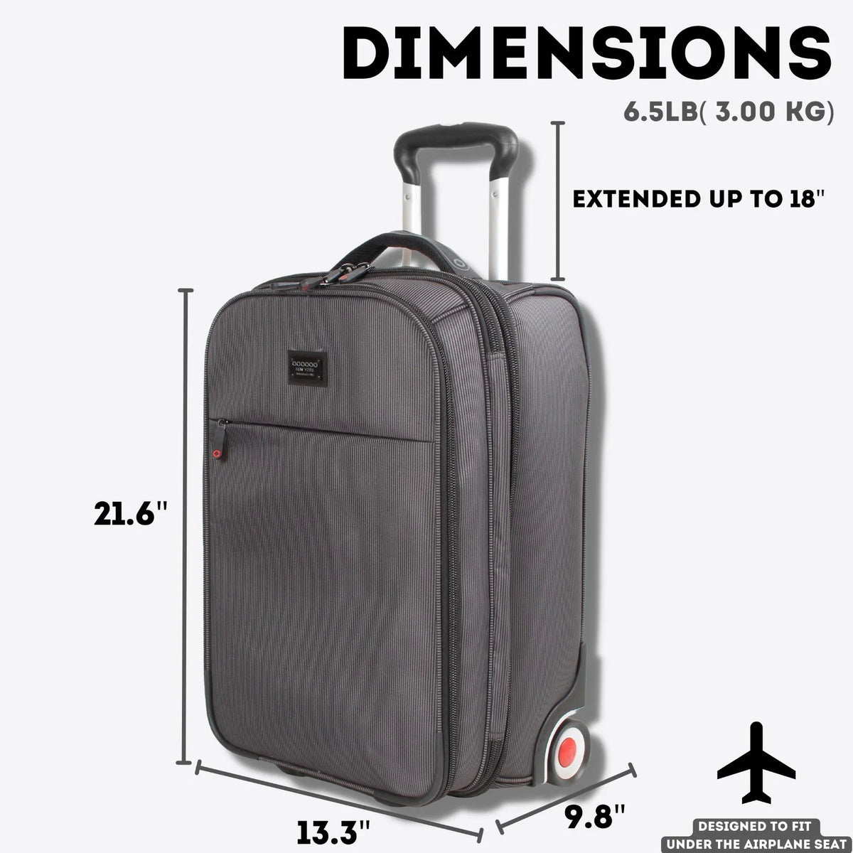 J World Bay Business Carry-on Rolling Backpack for Travel and Commute, ebony