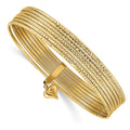 Beautiful 14K w/ Dangle Heart Set of 7 Slip-on Textured Bangles