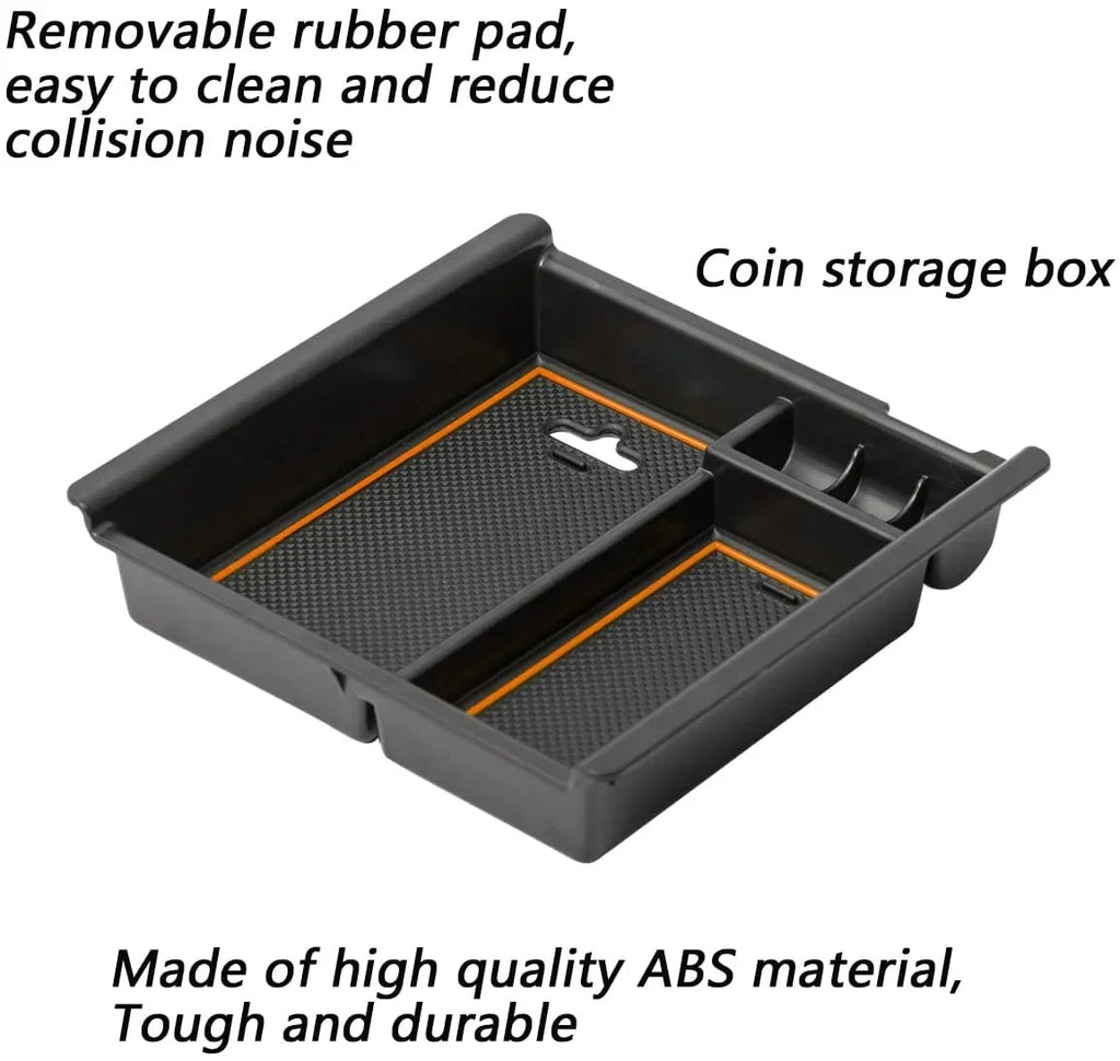 EDBETOS Center Console Accessory Organizer Compatible with  Tacoma 2016-2019 2020 2021 2022 2023 3rd Gen ABS Material Armrest Box Insert Tray (Orange Trim)