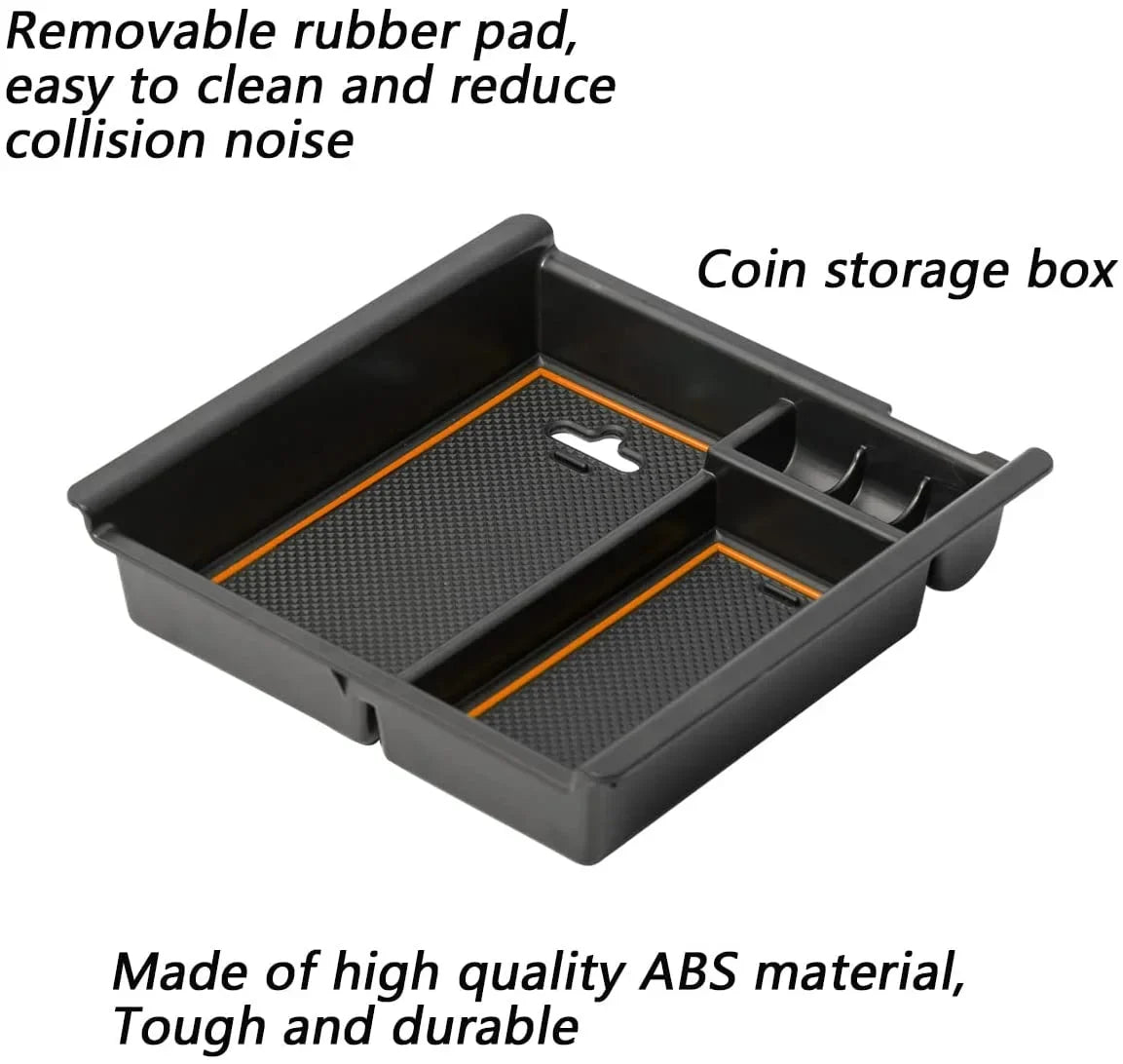 EDBETOS Center Console Accessory Organizer Compatible with  Tacoma 2016-2019 2020 2021 2022 2023 3rd Gen ABS Material Armrest Box Insert Tray (Orange Trim)