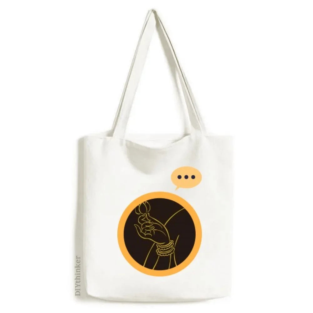 Culture ebony Yellow Hand Lotus Expression Sack Canvas Tote Shoulder Bag