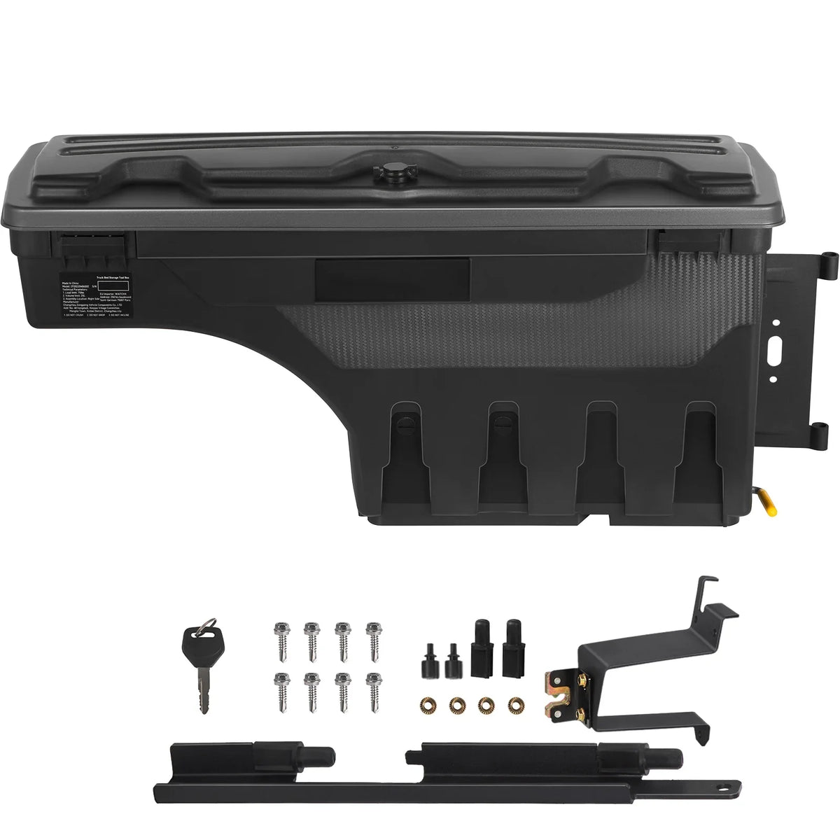 SKYSHALO Truck Bed Storage Box, Lockable Lid, 6.6 Gal/20 L Waterproof ABS Wheel Well Tool Box, Compatible with Chevrolet Silverado 1500 GMC Sierra 1500 2019-2021, ebony, Passenger Side