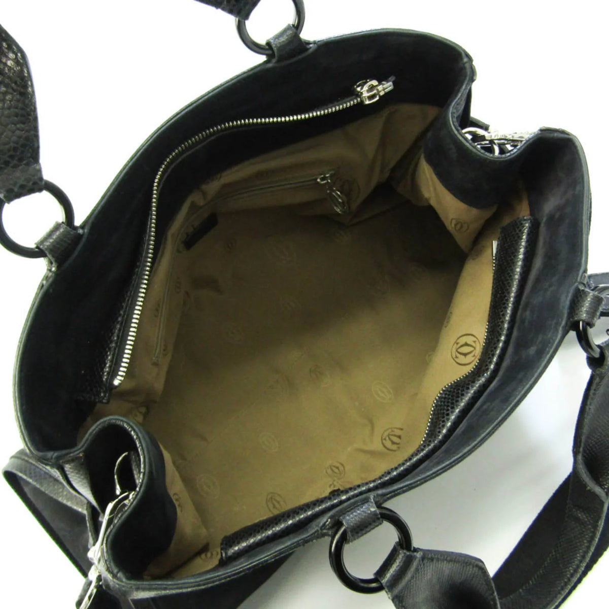 Pre-Owned Cartier Marcello Water Snake L1000928 Women's Suede,Leather Handbag,Shoulder Bag dark (Good)