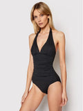 Ralph Lauren charcoal Beach Club Solid Halter One-Piece Swimsuit, US 4