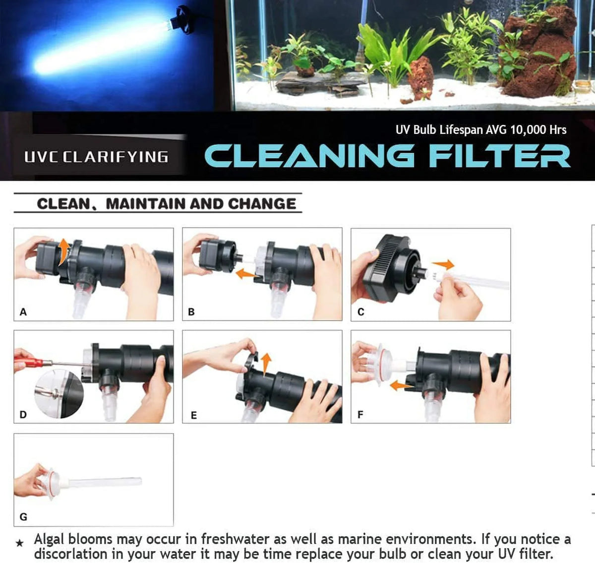 24W UV Ultraviole 2G11-4 Pin Base Replacement Light Clarifier Lamp Filter For Aquarium Koi reservoir Fish Compatible To CUV-324 / CUV-624