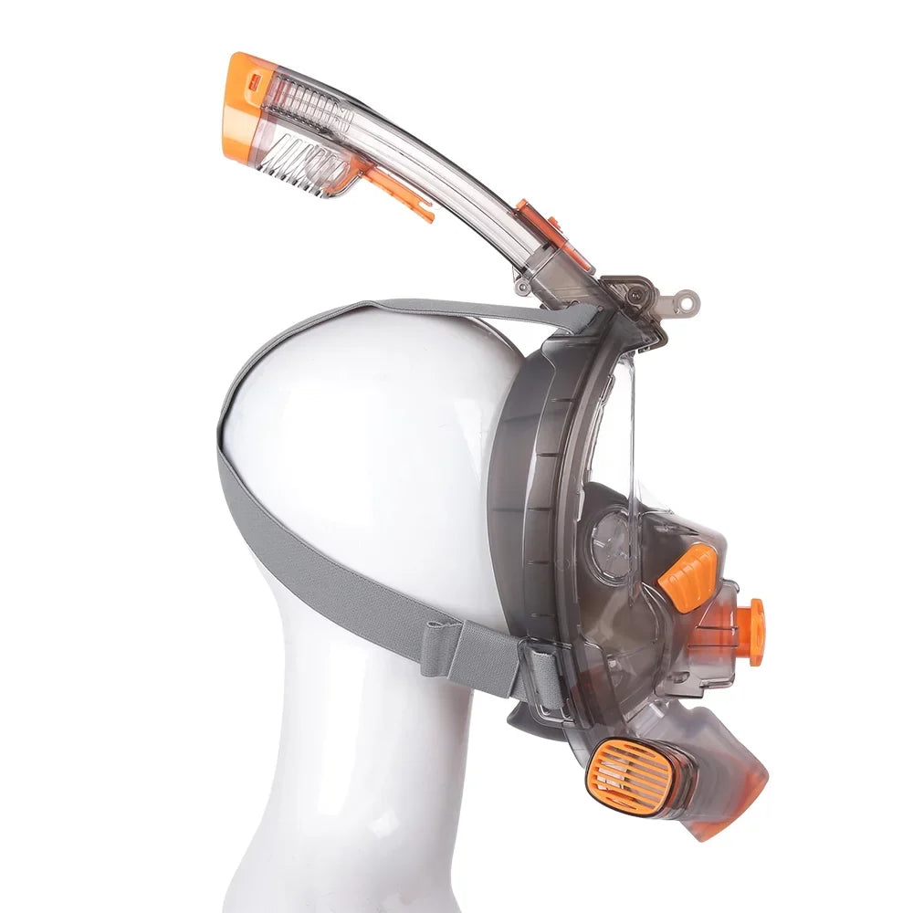 Snorkel Full Face Cover with Foldable Dry Snorkel pipe Anti-fog Anti-Leak Snorkeling Face Cover with Mount Storage Bag