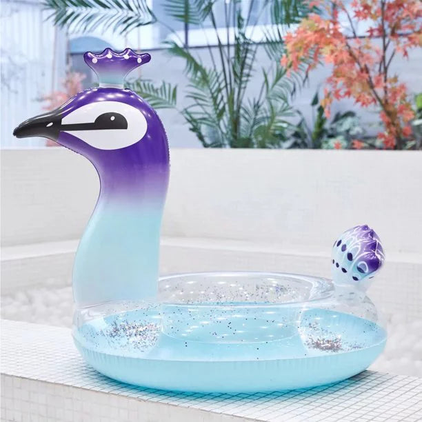 Alin Swimming Pool Toys Inflatable Glitter Pool Float Peacock Designed with Fast Valves Lounge Raft Decorative Water Game Summer Beach Party for Kids | 48 1 inch