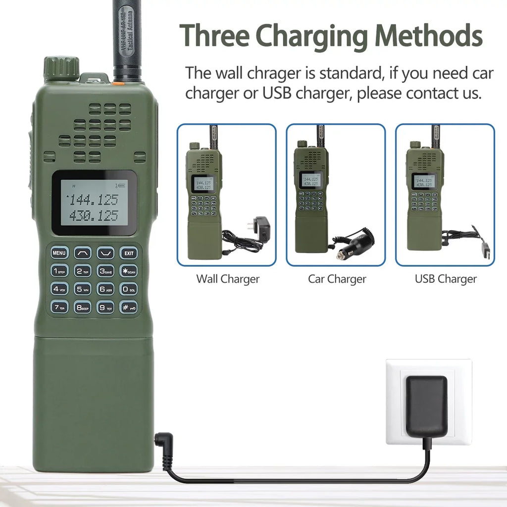 ABBREE&BaofengAR-152 10W Long Range Rechargeable Two Way Radio with AR-152 Shoulder mic,18.8 inch Tactical Foldable Antenna,USB Charger Cable,AR-152 Bag and Programming Cable Walkie Talkie Full Kit