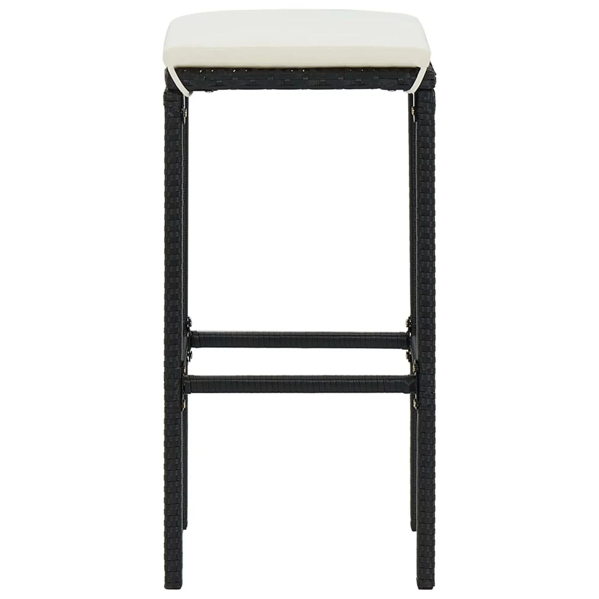 Anself 5 Piece Garden Bar Set Table with Storage Shelf and 4 Cushioned Stool Chairs Outdoor Dining Set dark Poly Rattan for Bistro, Pub, Backyard, Terrace, Patio