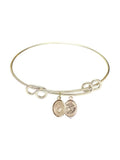 Christopher / Marines in Gold-Filled. 8 1/2 25mm Round Double Loop Bangle Bracelet w/ St