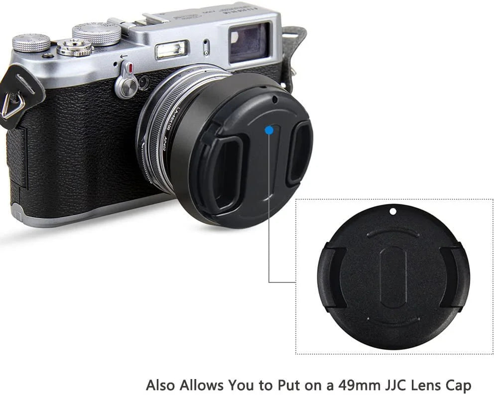 Lens Hood Set JJC Lens Shade for Fuji Fujifilm X100V X100F X100S X100T X100 X70 Replace Fuji LH-X100 Lens Hood & Adapter Ring Aluminum Alloy -dark