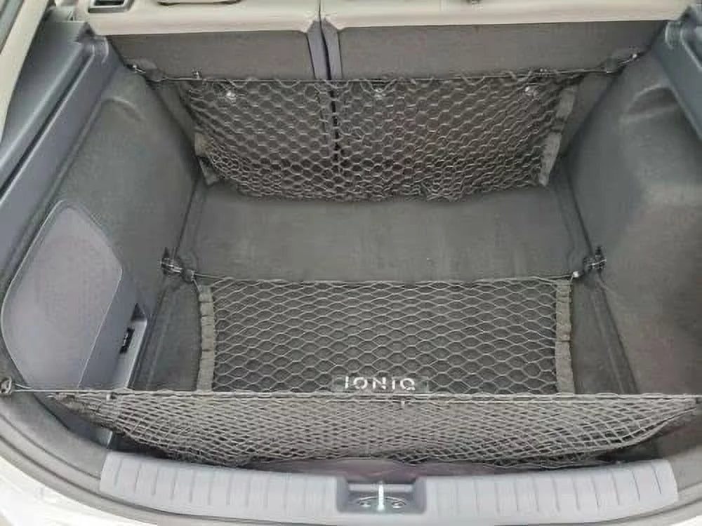EACCESSORIES EA (Qty.3) Trunk Organizer Cargo Nets for HYUNDAI IONIQ 2017-2019 – Floor & 2 Envelope Style Cargo Nets for Hatchback – Premium Mesh Elastic Car Trunk Organizer – Compatible HYUNDAI IONIQ