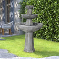3 Tier Freestanding Waterfall Fountain, 43.3in H Outdoor Fountain with Bird Bath Decor for Garden Patio Backyard Deck Home Lawn Porch
