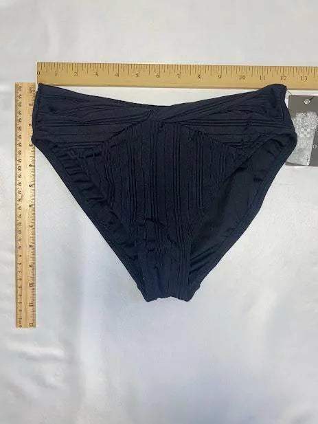 MSRP $74 Vince Camuto Ribbed High Leg Twist Bikini Bottom charcoal Size Small