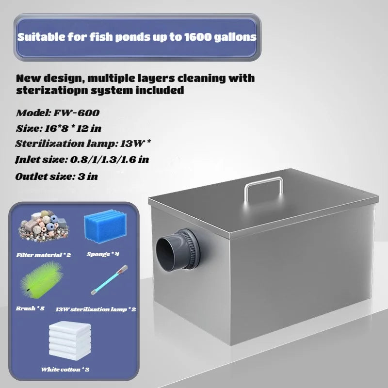 Courtyard lake Koi breeding tank UV disinfection filter