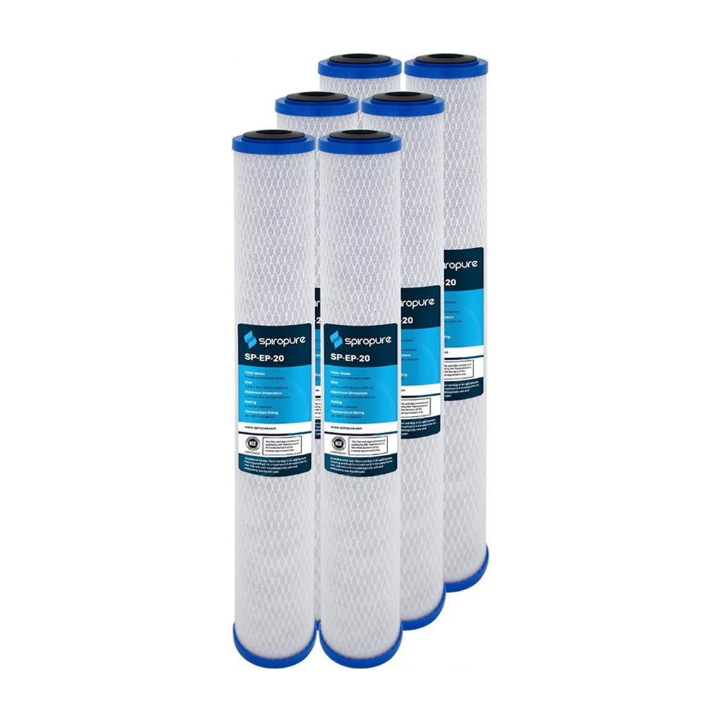 SpiroPure SP-EP-20 20 x 2.5 1 inch Carbon Water Filter Replacement, 6 Pack