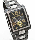 New Elgin Men`s ebony IP Crystal Band & Dial Multifunction Quartz Watch FG10003
