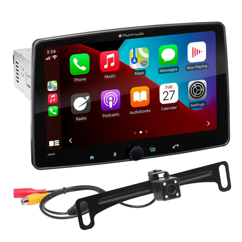 Planet Audio P90CPAC Car Stereo -  CarPlay, Android Auto, Single Din, 9 inch Capacitive Touchscreen, Bluetooth, No CD DVD Player, AM/FM Radio Receiver, Backup Camera