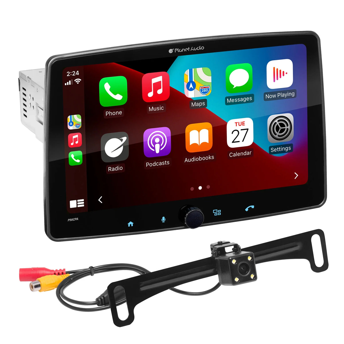 Planet Audio P90CPAC Car Stereo -  CarPlay, Android Auto, Single Din, 9 inch Capacitive Touchscreen, Bluetooth, No CD DVD Player, AM/FM Radio Receiver, Backup Camera