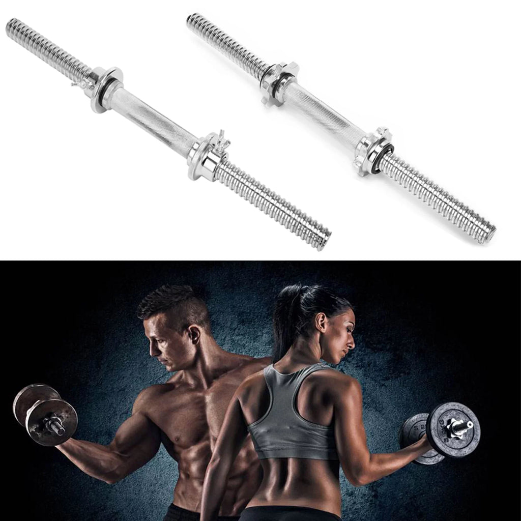 SAYFUT Barbell Dumbbell Bars Chrome Dumbbell Handles Weight Lifting Spinlock Collar Set for Gym Barbells Dumbbell Bars Strength Training, Length 13.77''/ 35cm,Hex nut