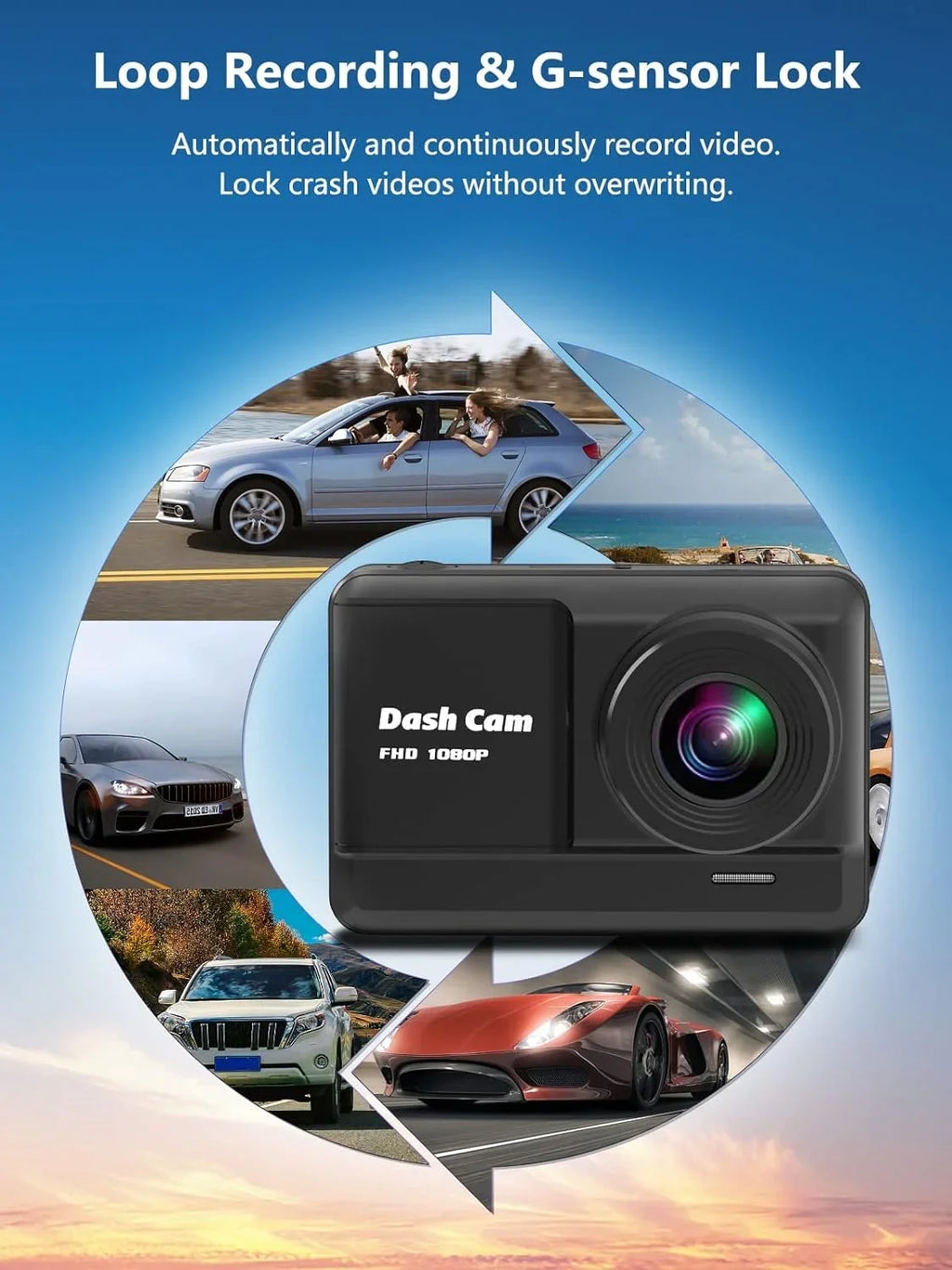 Dash Cam Front and Rear, Mini Dash Cam 1080P Full HD with 32GB SD Card, 2.45 1 inch IPS Screen, 2 Mounting Ways, Night Vision, WDR, Accident Lock, Loop Recording, Parking Monitor Car,Motorcyle,Balls
