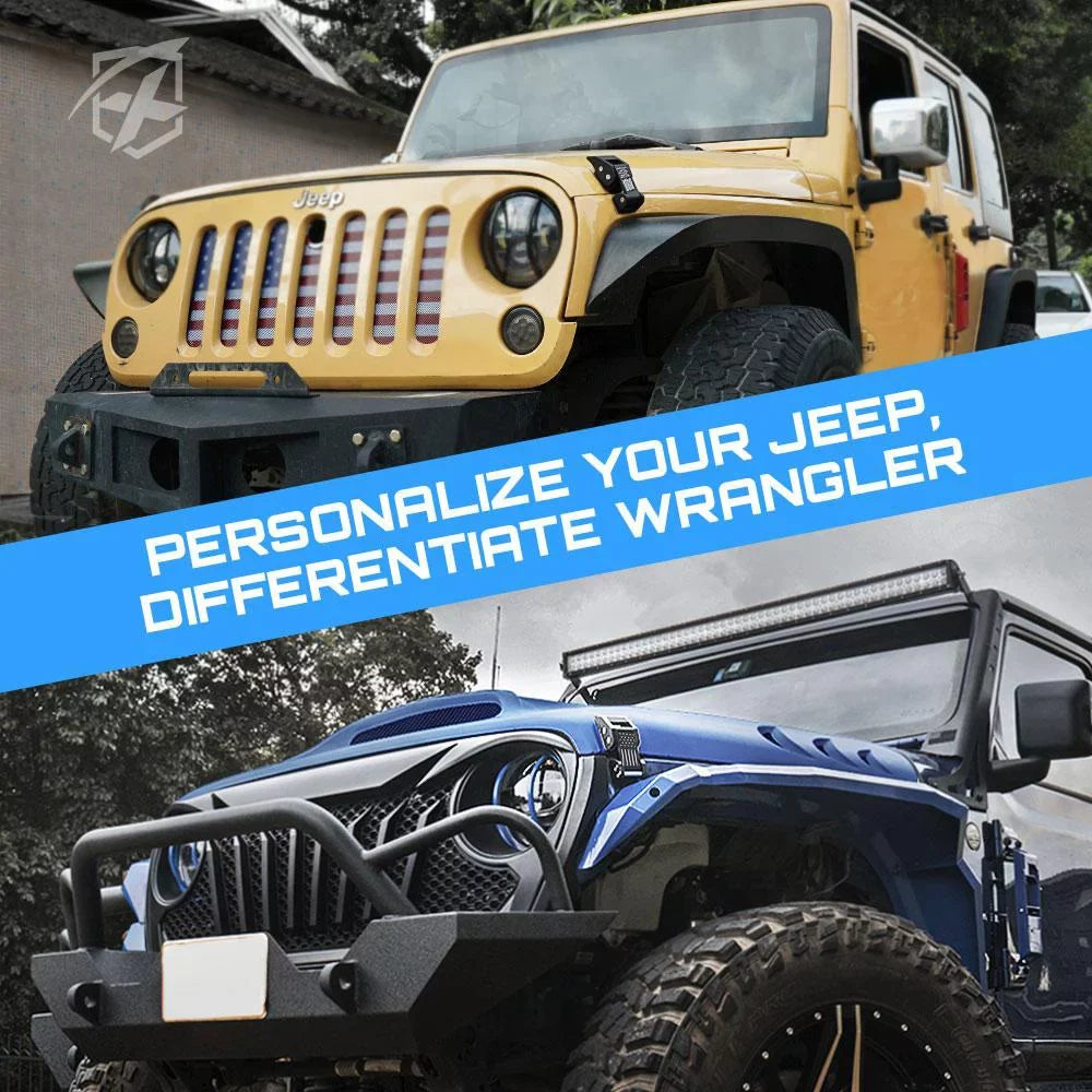 Flag for 2007-2018 Jeep Wrangler JK & 2018+ Jeep Wrangler JL. Xprite dark Aluminum Hood Latch Kit with U.S