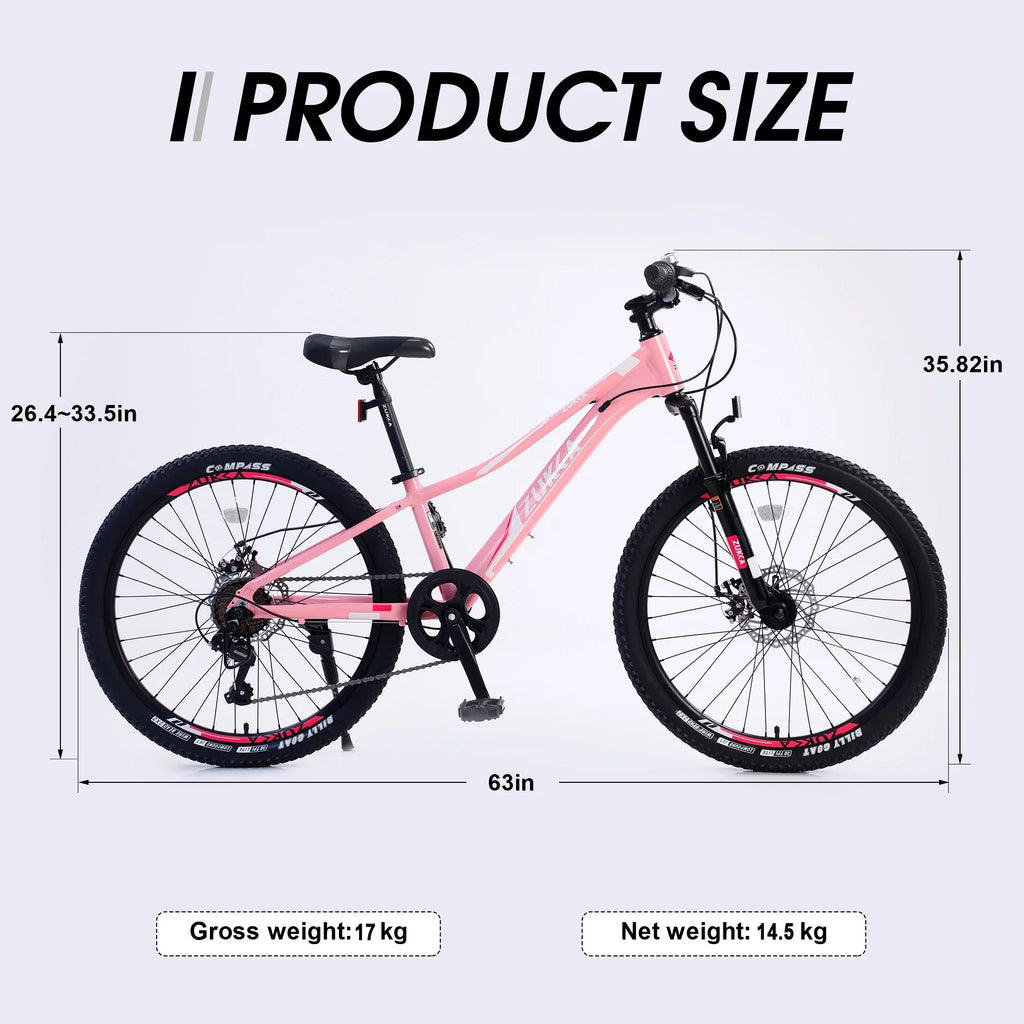 GUTALOR 24-1 inch Mountain Bike for Boys and Girls - 7-Speed, Ideal for Young Riders