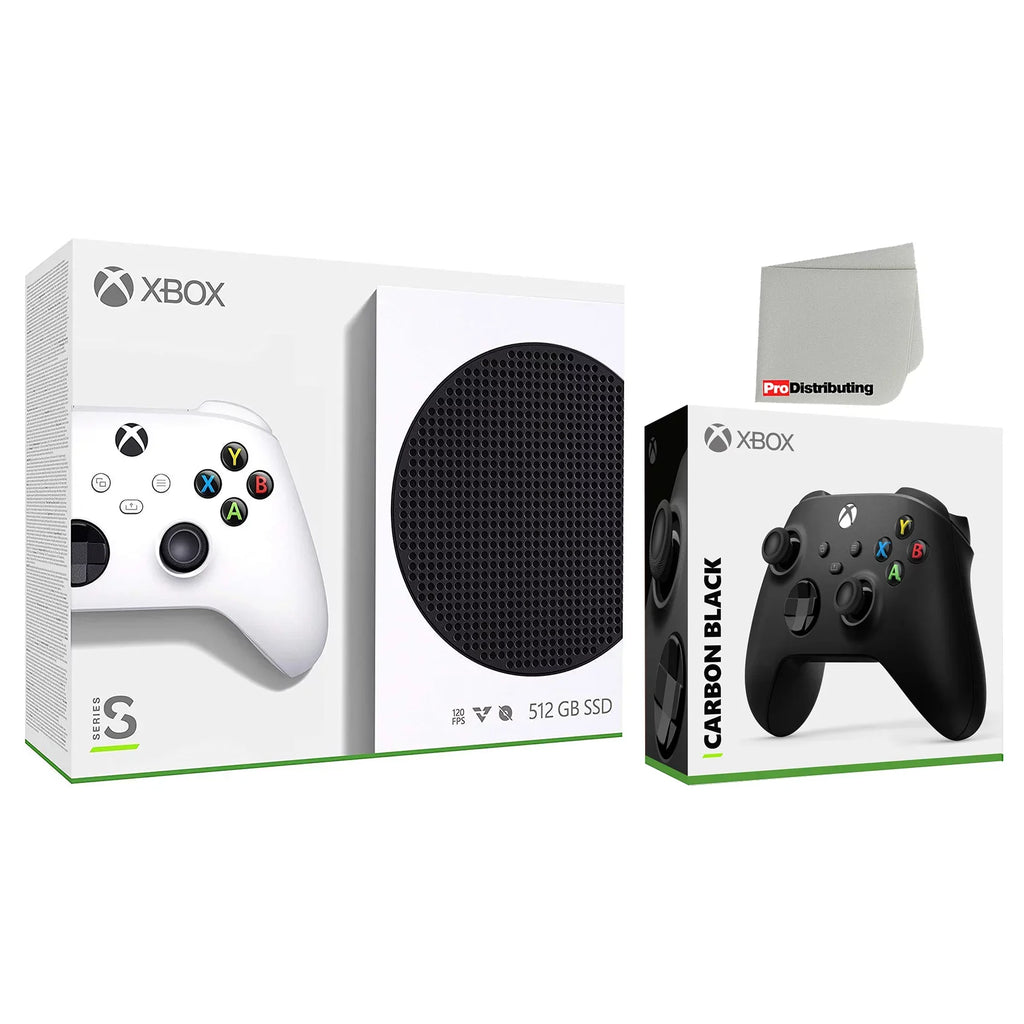 Xbox Series S 512GB Digital Console with Extra Carbon dark Controller and Microfiber Cleaning Cloth