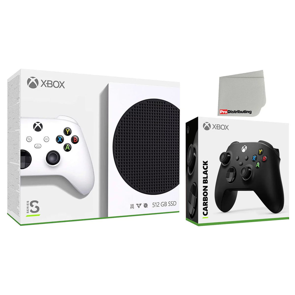 Xbox Series S 512GB Digital Console with Extra Carbon dark Controller and Microfiber Cleaning Cloth