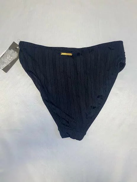 MSRP $74 Vince Camuto Ribbed High Leg Twist Bikini Bottom charcoal Size Small