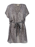 Michael Michael Kors Women's Belted V-Neck Caftan Swim Top Cover-Up (S, dark)