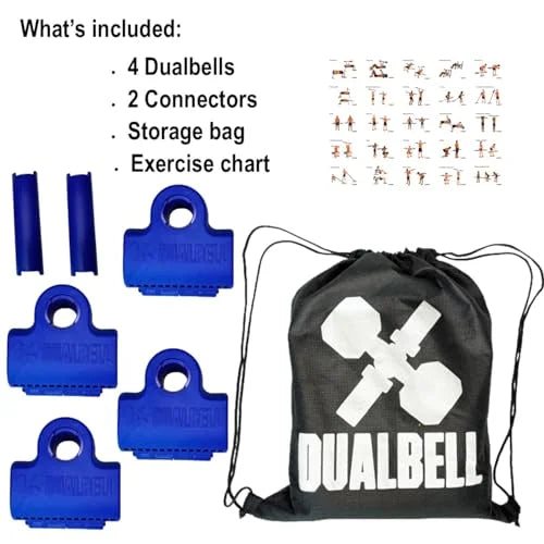 DUALBELL Superset Dumbbell to Barbell Adapters- Converts dumbbells for use on 1" width bar (up to 100 lb dumbbell, 2 Pair, 2 Spacers)